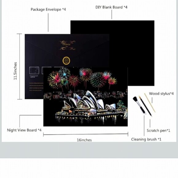 Lot of 14 - Scratch Art Boards - Assorted Patterns - Cityscapes - Zen Garden - Picture 8 of 9